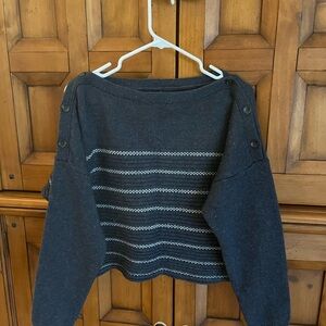 Prana Dark Gray Sweater with Button Details